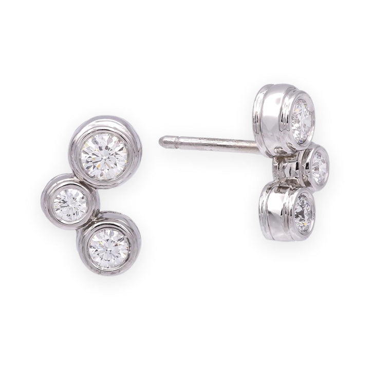 Vintage Tiffany & Co. Platinum Bubble Diamond Studs Earrings