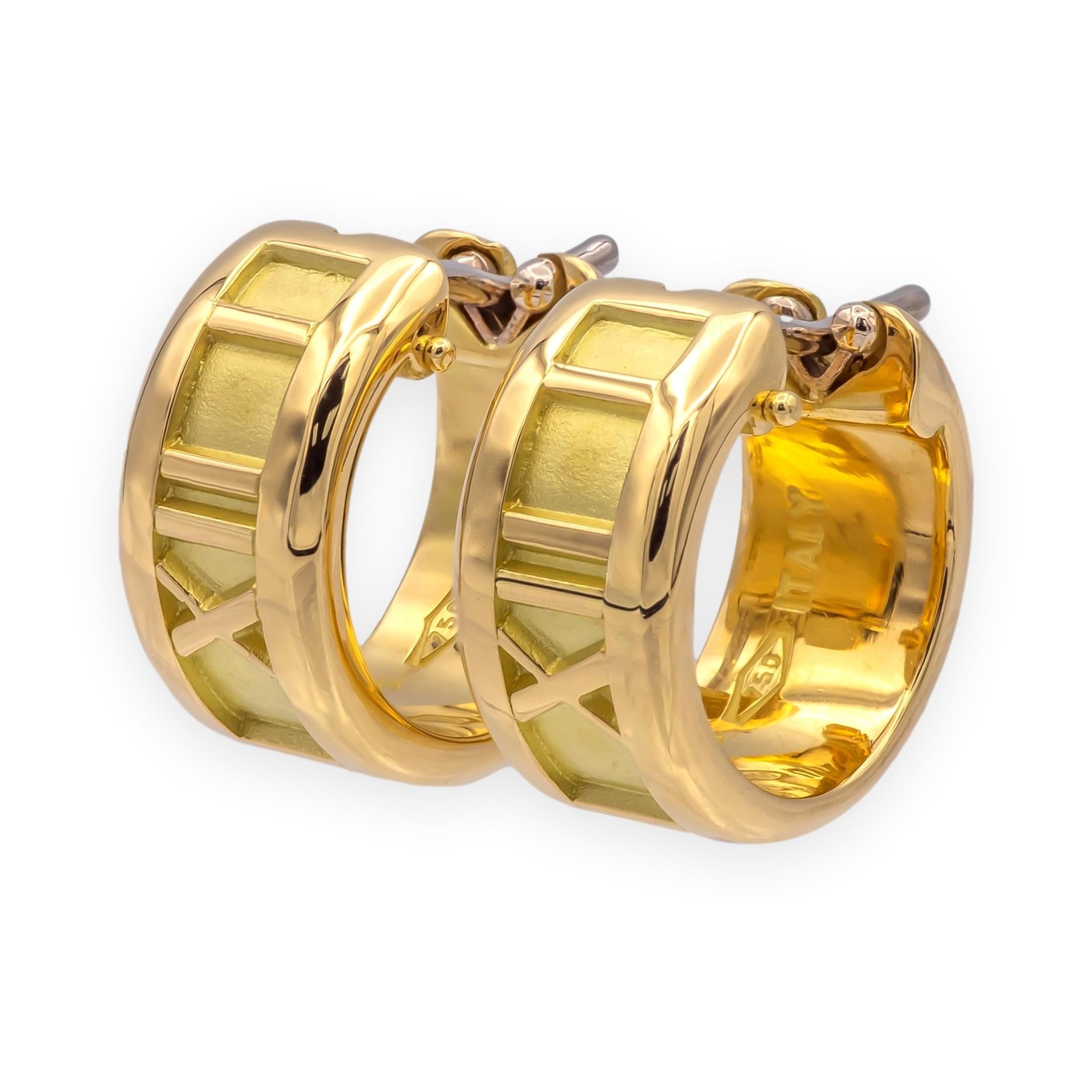 Vintage Tiffany & Co. 18K Yellow Gold Atlas Small Hoop Earrings ½