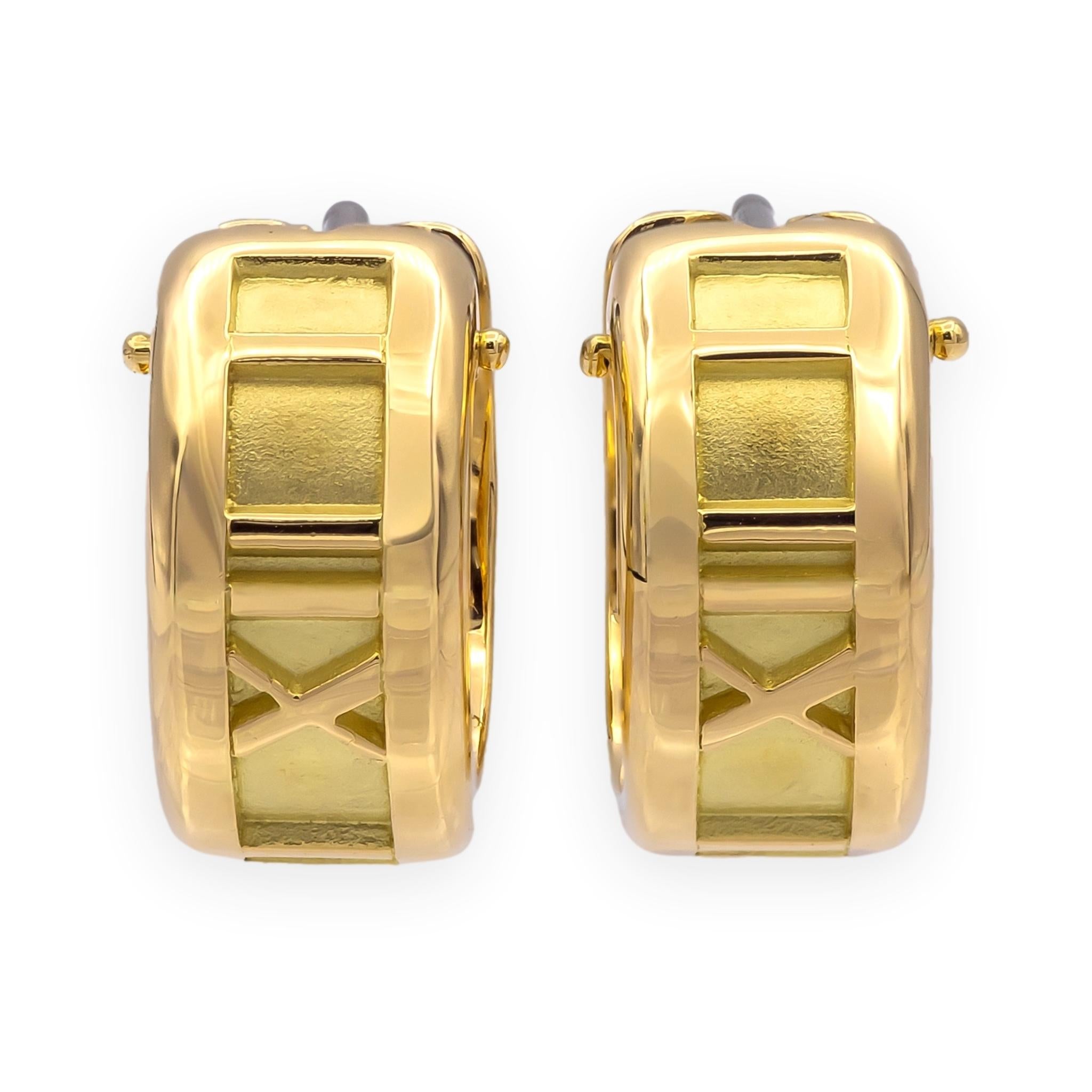 Vintage Tiffany & Co. 18K Yellow Gold Atlas Small Hoop Earrings ½