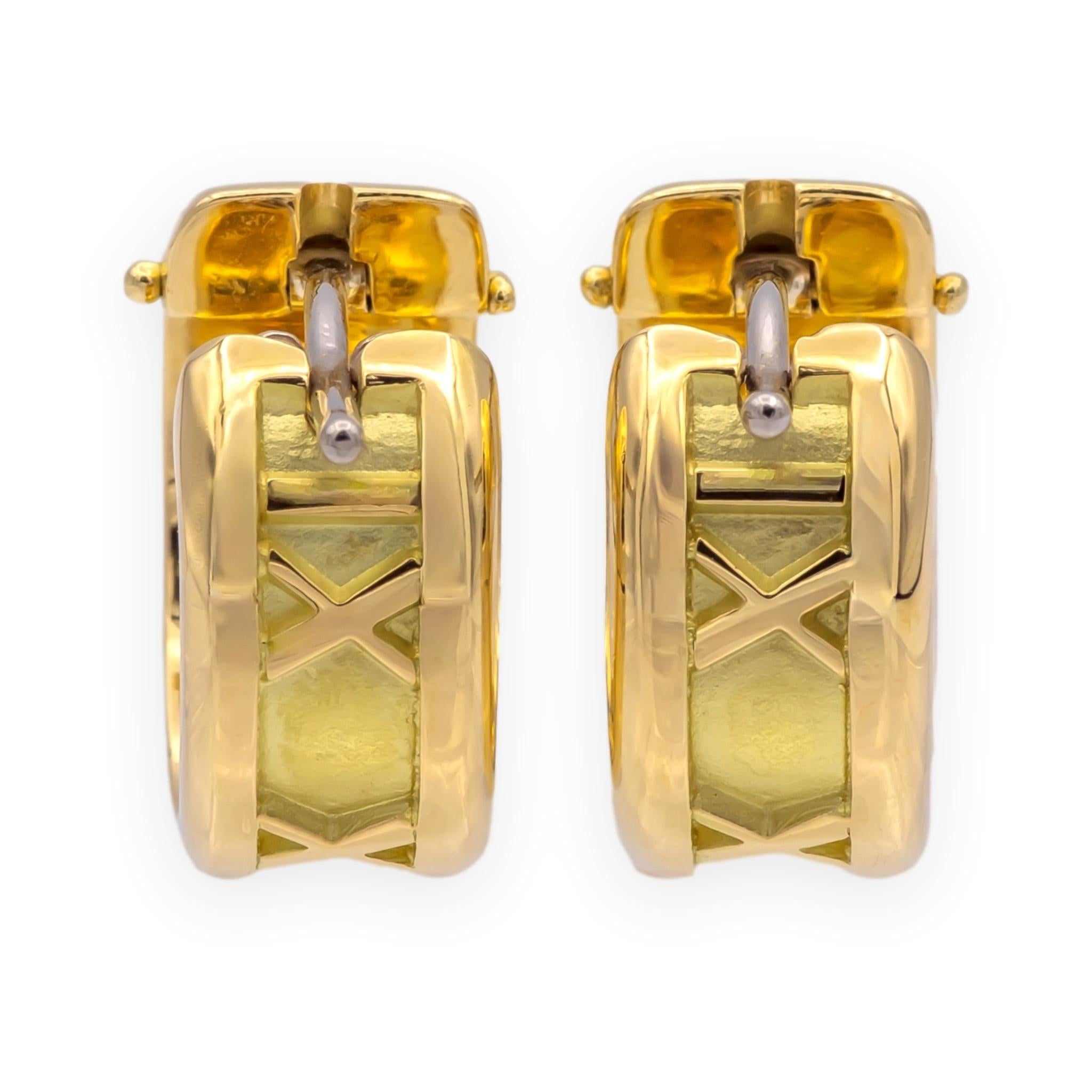 Vintage Tiffany & Co. 18K Yellow Gold Atlas Small Hoop Earrings ½