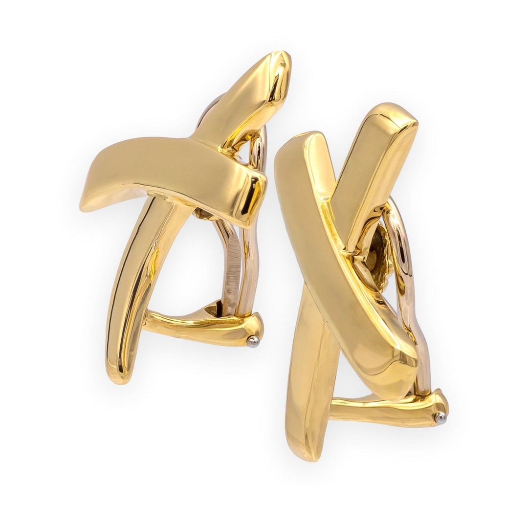Vintage Tiffany & Co. Paloma Picasso 18K Gold Graffiti X Clip-on Earrings Large