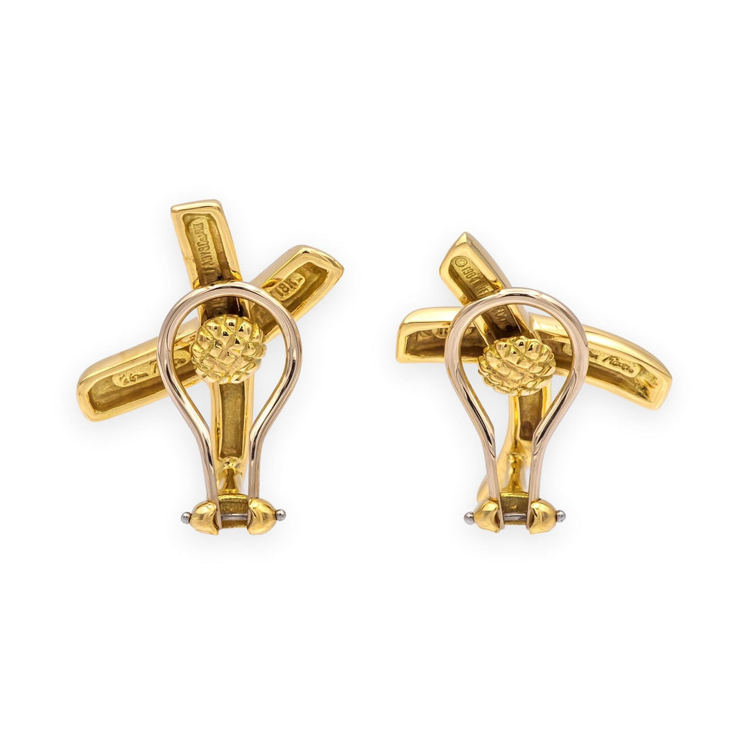 Vintage Tiffany & Co. Paloma Picasso 18K Gold Graffiti X Clip-on Earrings Large