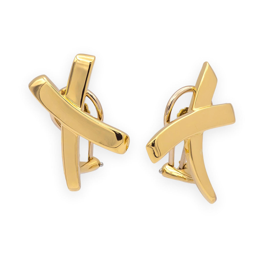 Vintage Tiffany & Co. Paloma Picasso 18K Gold Graffiti X Clip-on Earrings Large