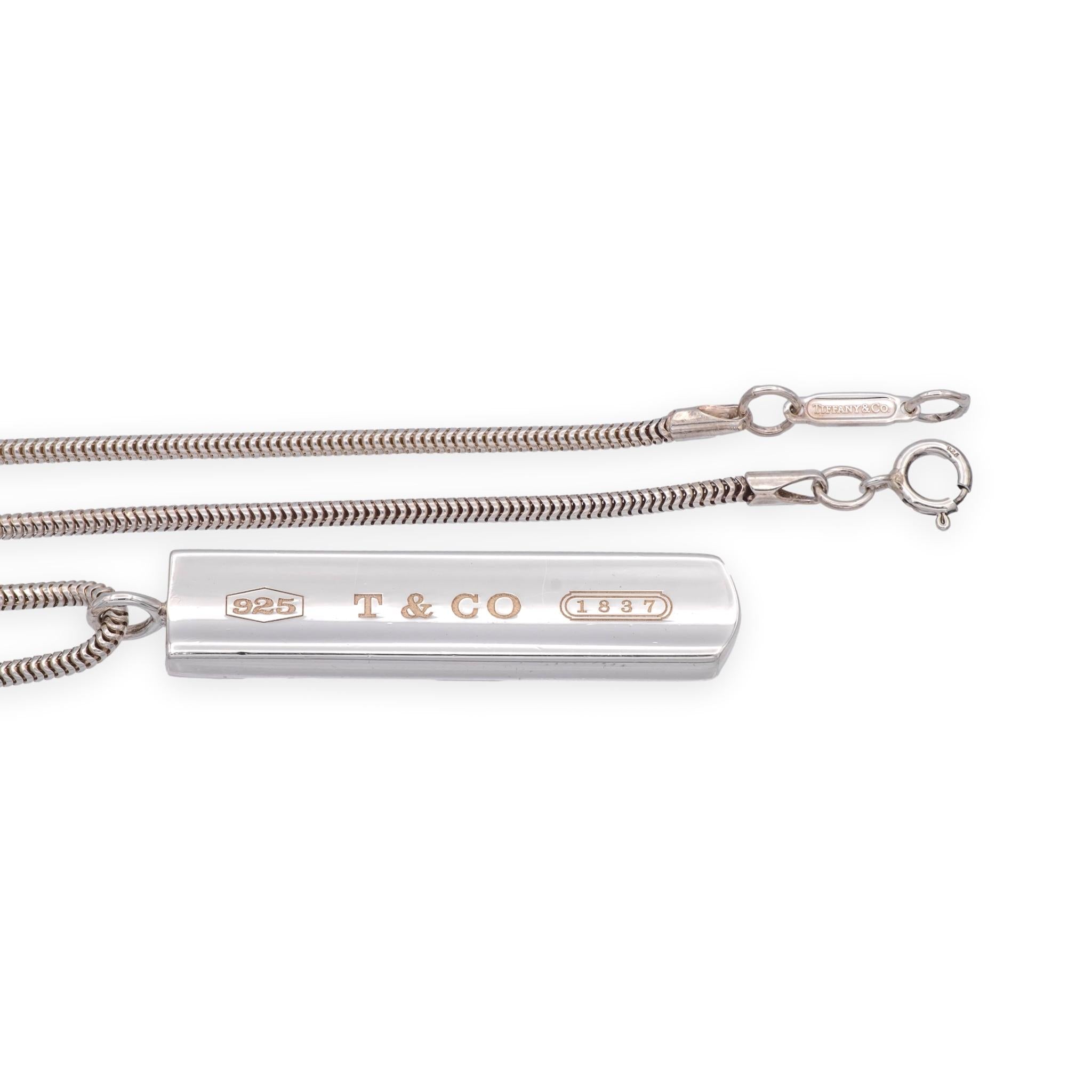 Buy Vintage Tiffany & Co. 1837 Sterling Silver Bar Pendant