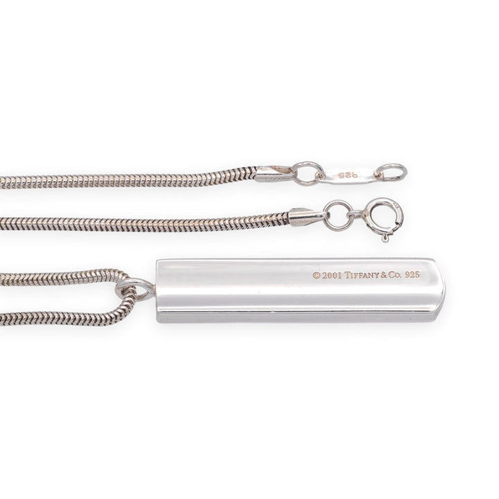 Vintage Tiffany & Co. 1837 Sterling Silver Bar Pendant Necklace on Snake Chain