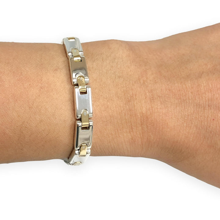 Tiffany & Co Vintage Silver 18K Yellow gold H Link Bracelet  6.75"