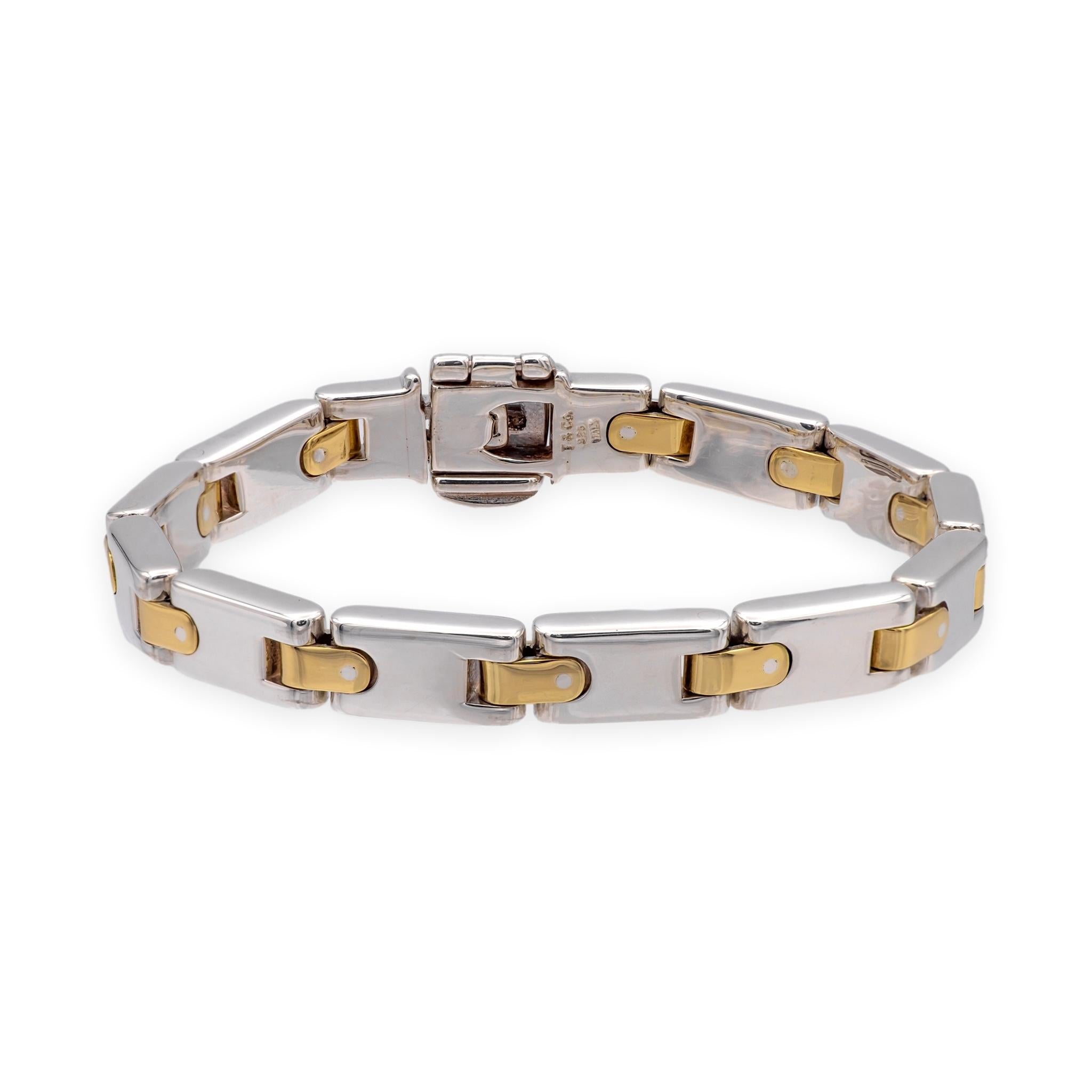 Tiffany & Co Vintage Silver 18K Yellow gold H Link Bracelet 6.75