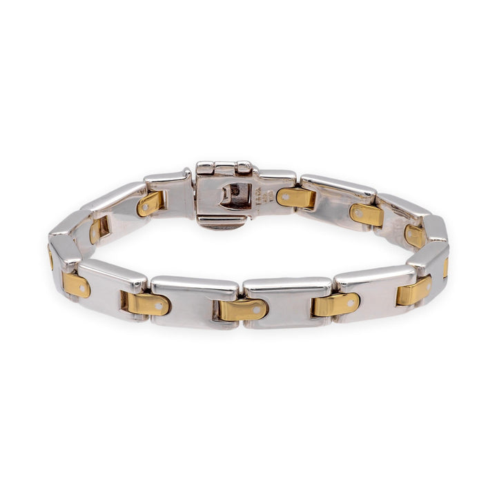 Tiffany & Co Vintage Silver 18K Yellow gold H Link Bracelet  6.75"