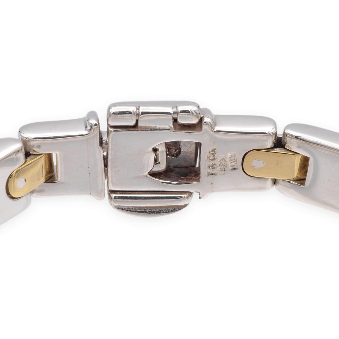 Tiffany & Co Vintage Silver 18K Yellow gold H Link Bracelet  6.75"