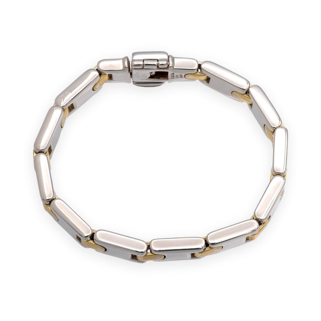 Tiffany & Co Vintage Silver 18K Yellow gold H Link Bracelet  6.75"