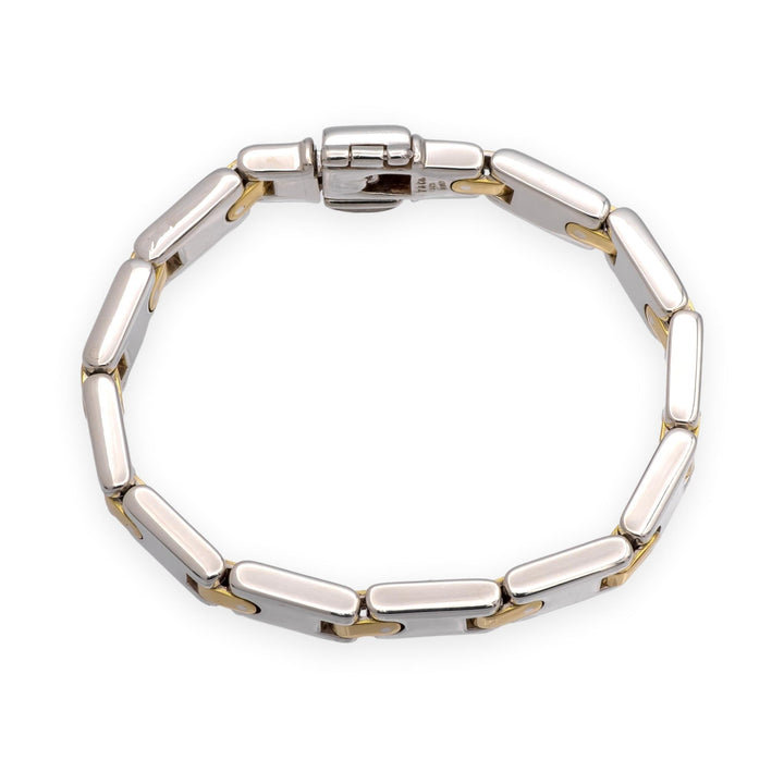 Tiffany & Co Vintage Silver 18K Yellow gold H Link Bracelet  6.75"