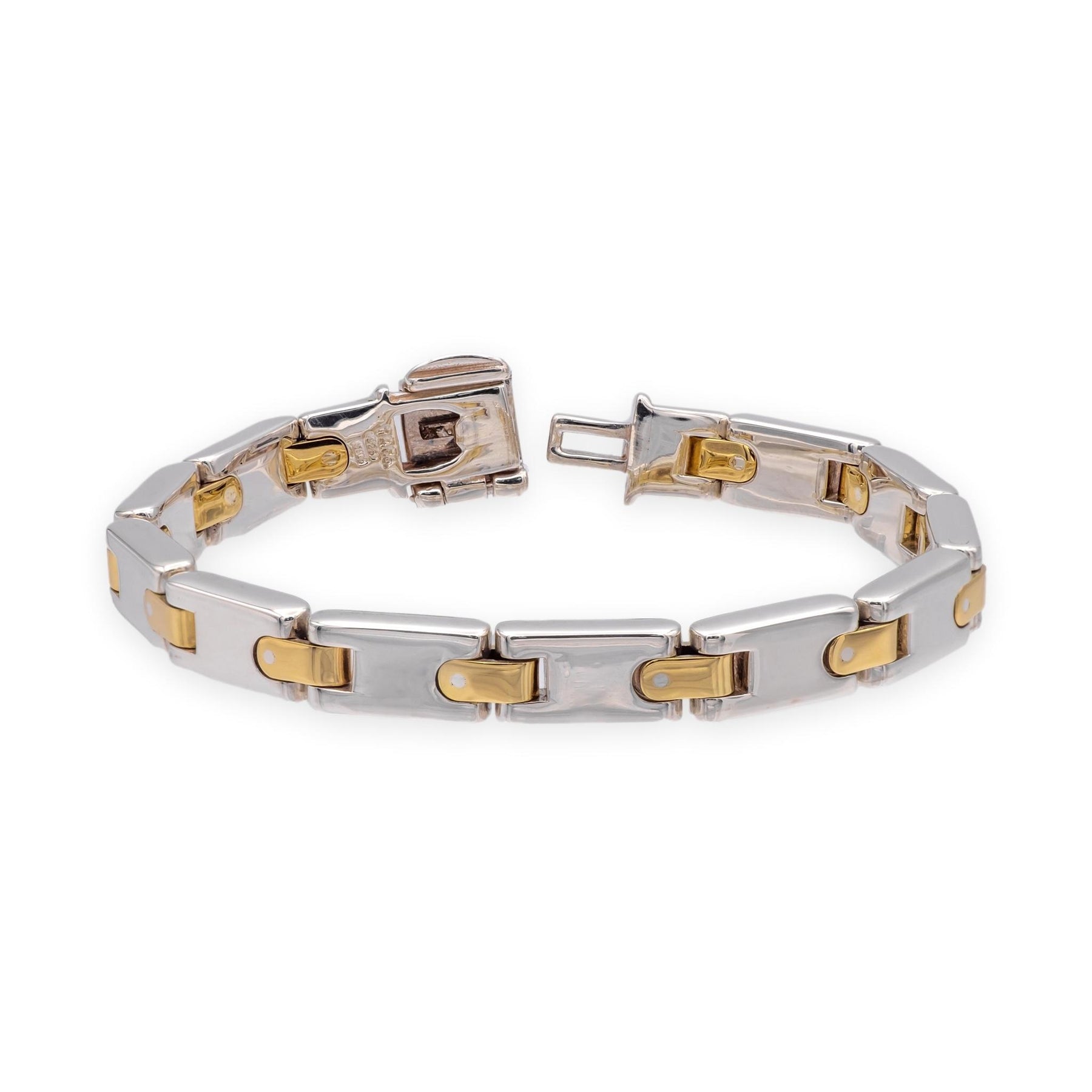 Tiffany & Co Vintage Silver 18K Yellow gold H Link Bracelet 6.75