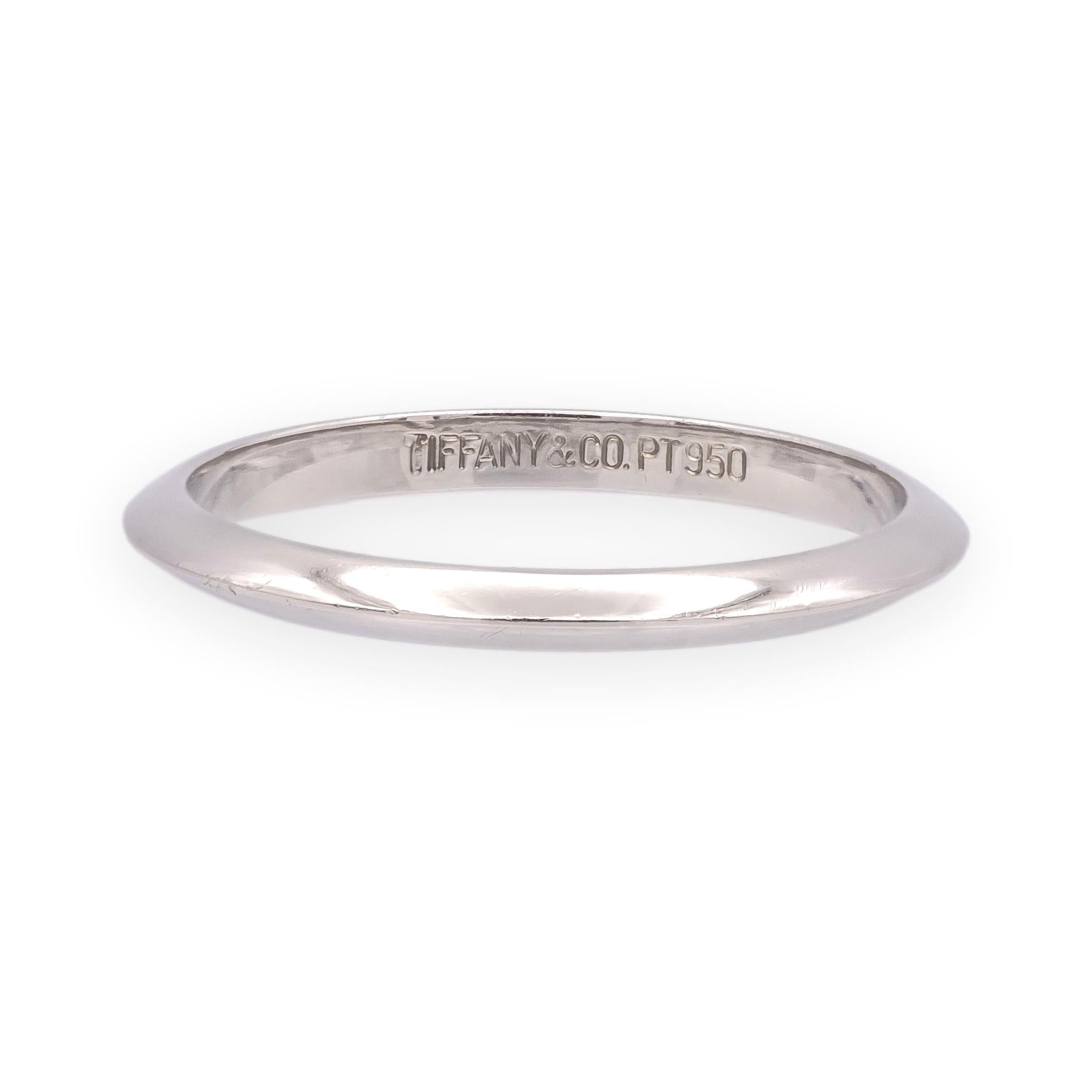 Vintage Tiffany & Co. Platinum Knife-Edge 2mm Wedding Band Ring