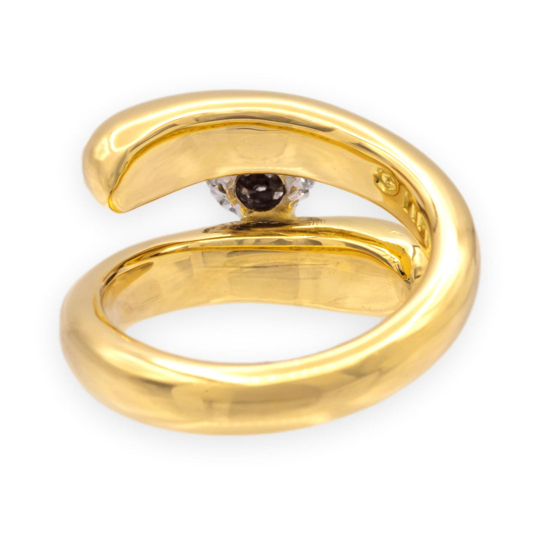 Tiffany & Co. Vintage 18K Yellow Gold and Platinum Pavé Diamond Bypass Ring 5.25