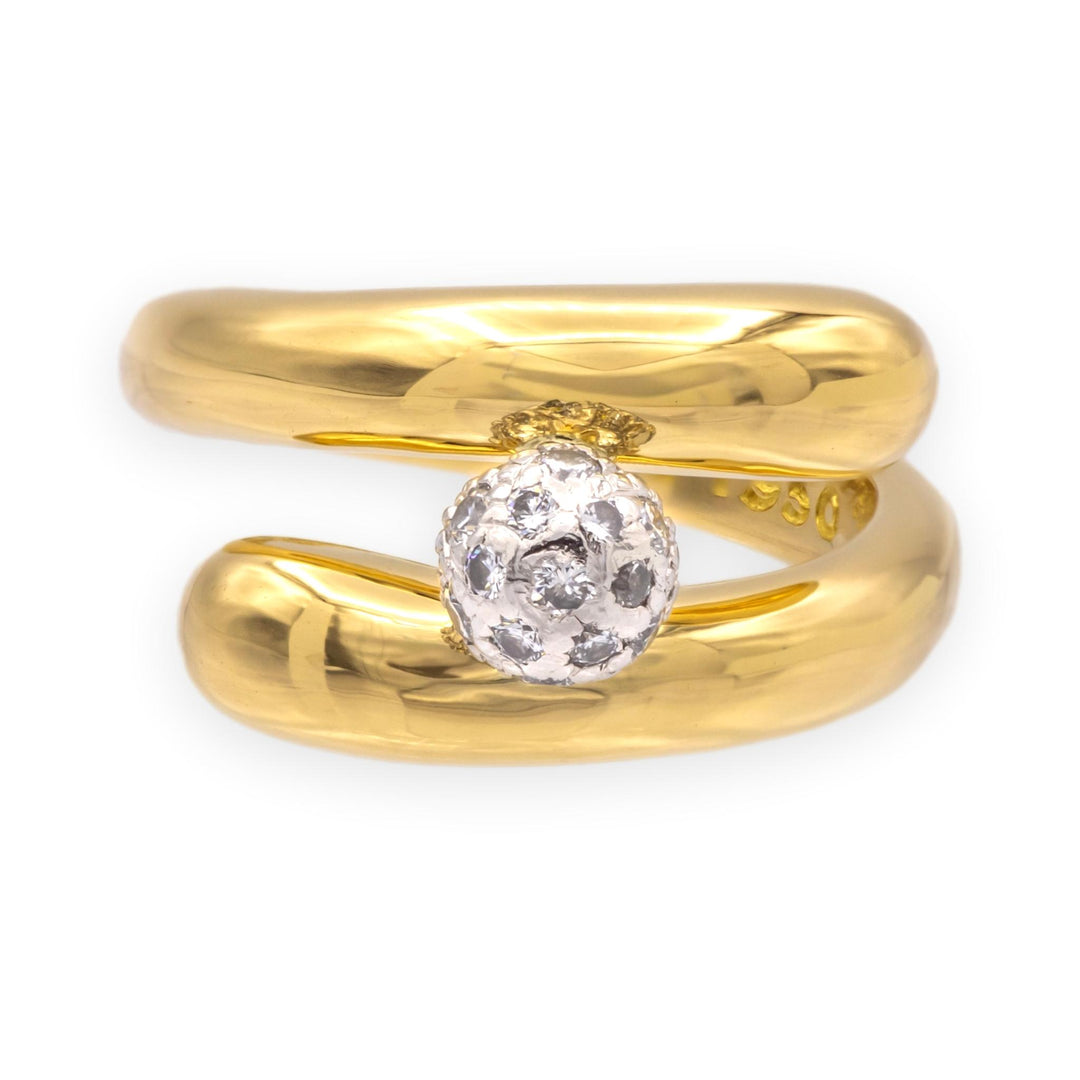 Tiffany & Co. Vintage 18K Yellow Gold and Platinum Pavé Diamond Bypass Ring 5.25