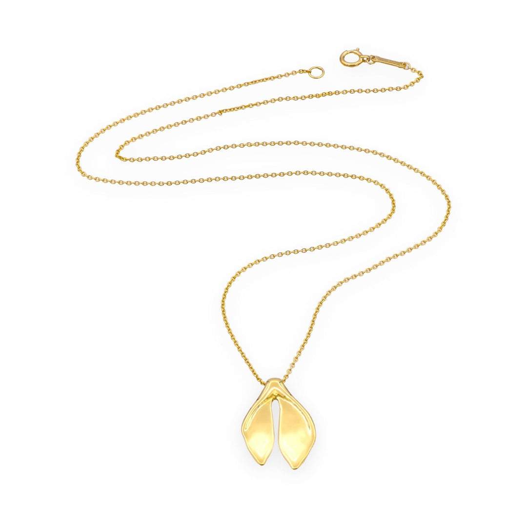 Vintage Tiffany & Co. Elsa Peretti Whale Tail Pendant Necklace in 18KY Gold 1980