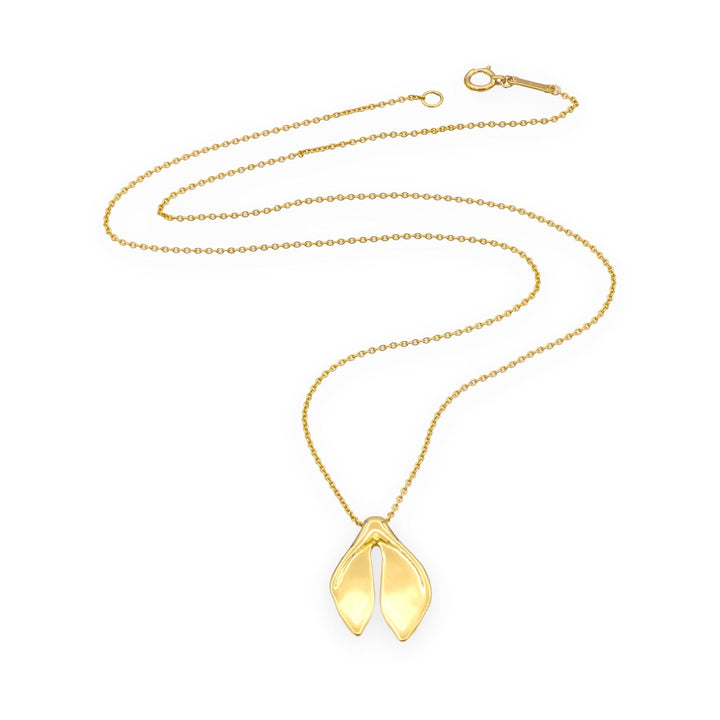 Vintage Tiffany & Co. Elsa Peretti Whale Tail Pendant Necklace in 18KY Gold 1980