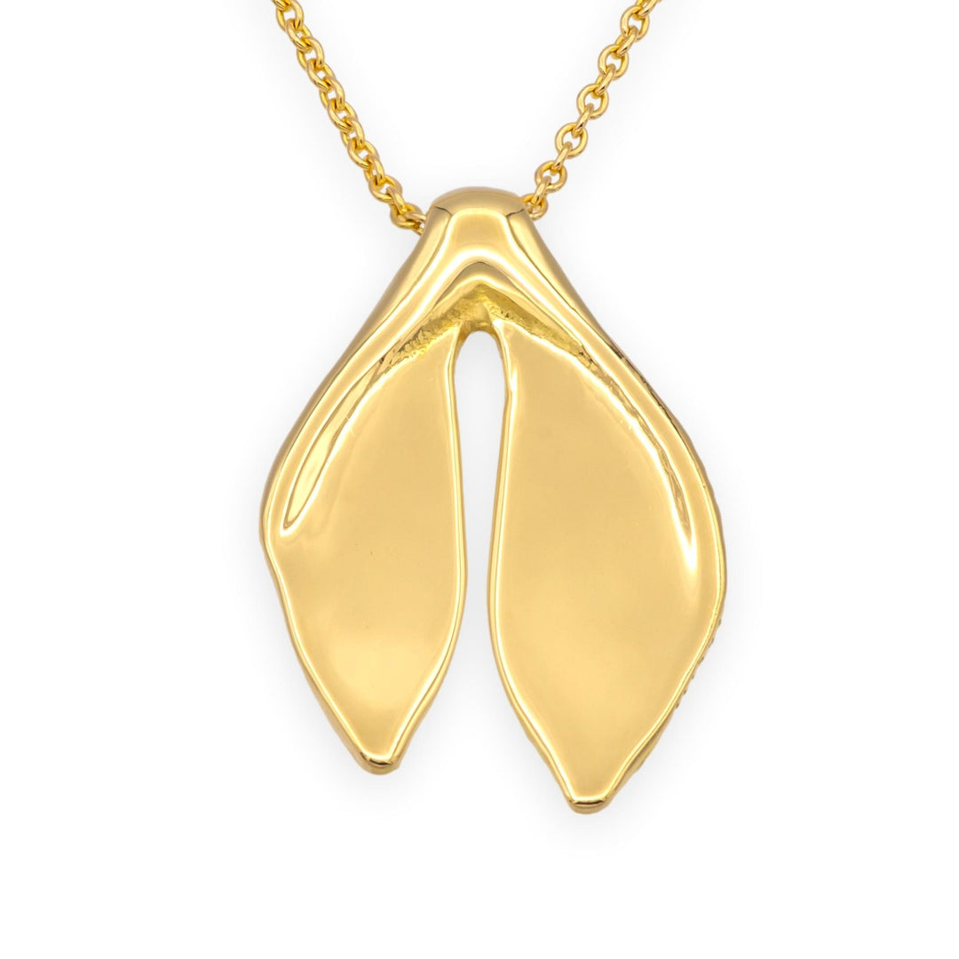 Vintage Tiffany & Co. Elsa Peretti Whale Tail Pendant Necklace in 18KY Gold 1980