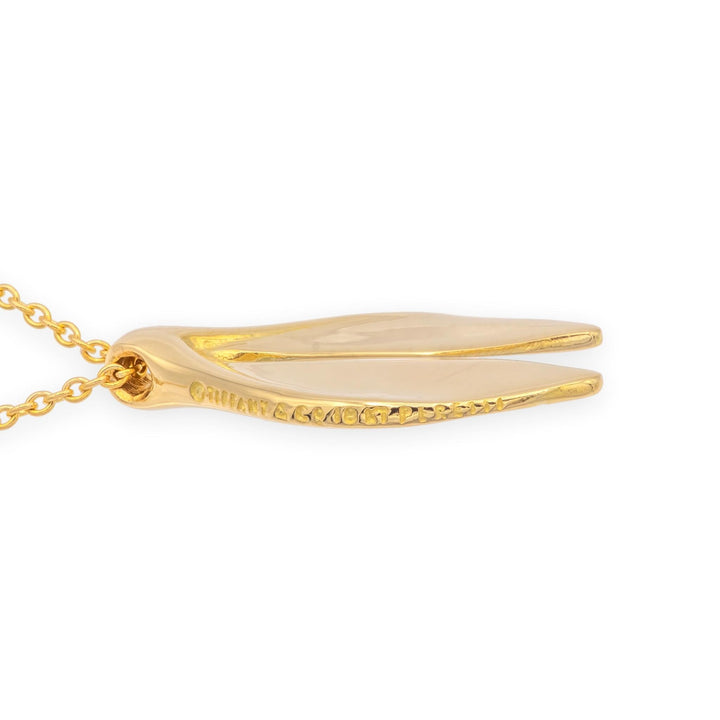Vintage Tiffany & Co. Elsa Peretti Whale Tail Pendant Necklace in 18KY Gold 1980