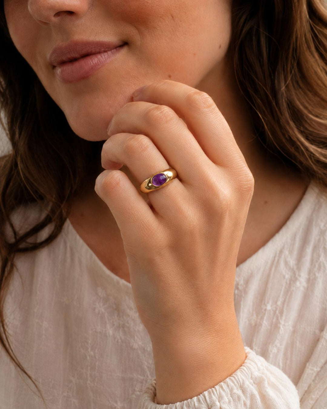 Vintage Tiffany & Co. 18K Yellow Gold Cabochon Amethyst Bombé Ring, 1.50ct