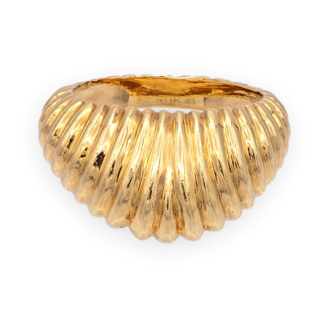 Vintage Tiffany & Co. 14K Yellow Gold Bombé Domed Ribbed Ring