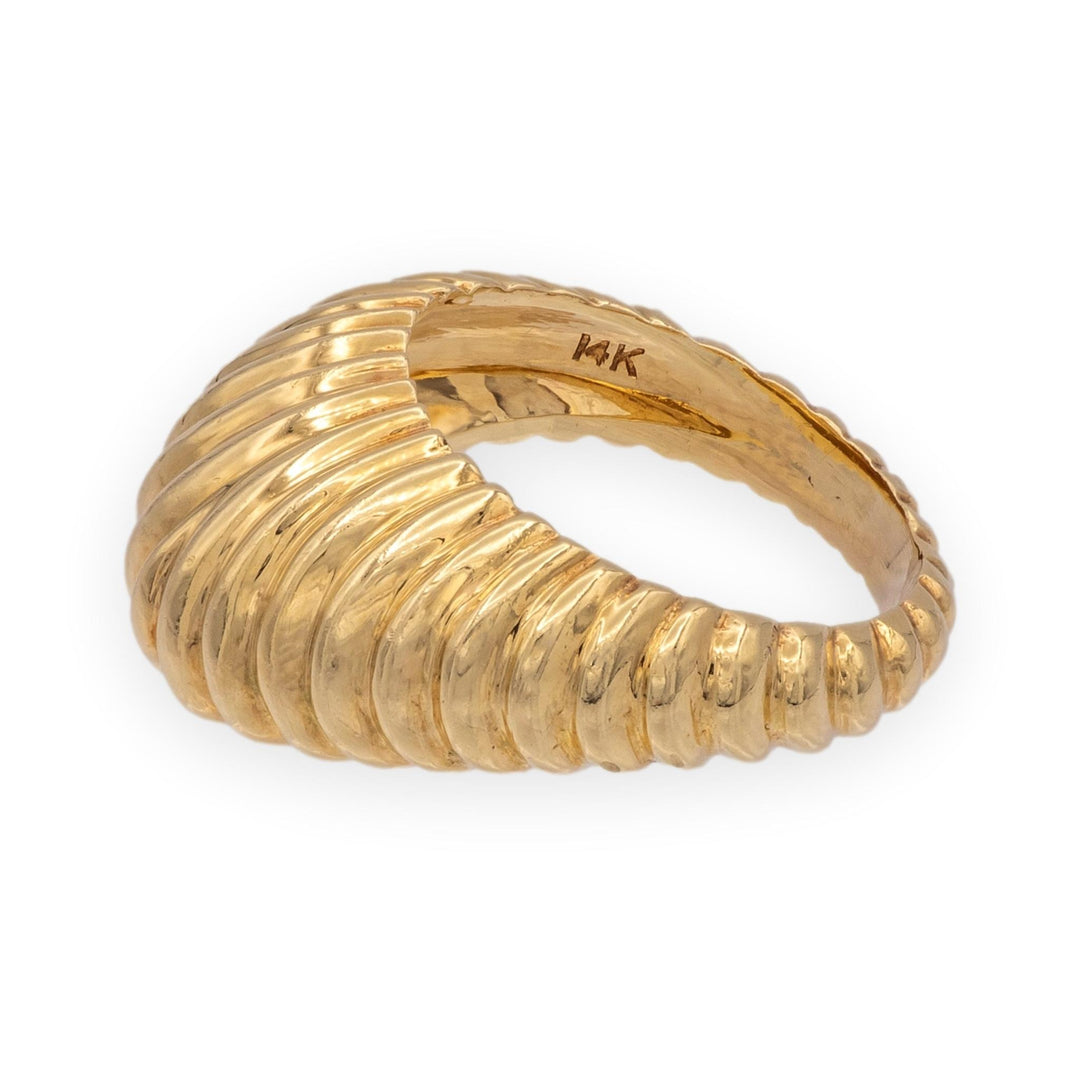 Vintage Tiffany & Co. 14K Yellow Gold Bombé Domed Ribbed Ring