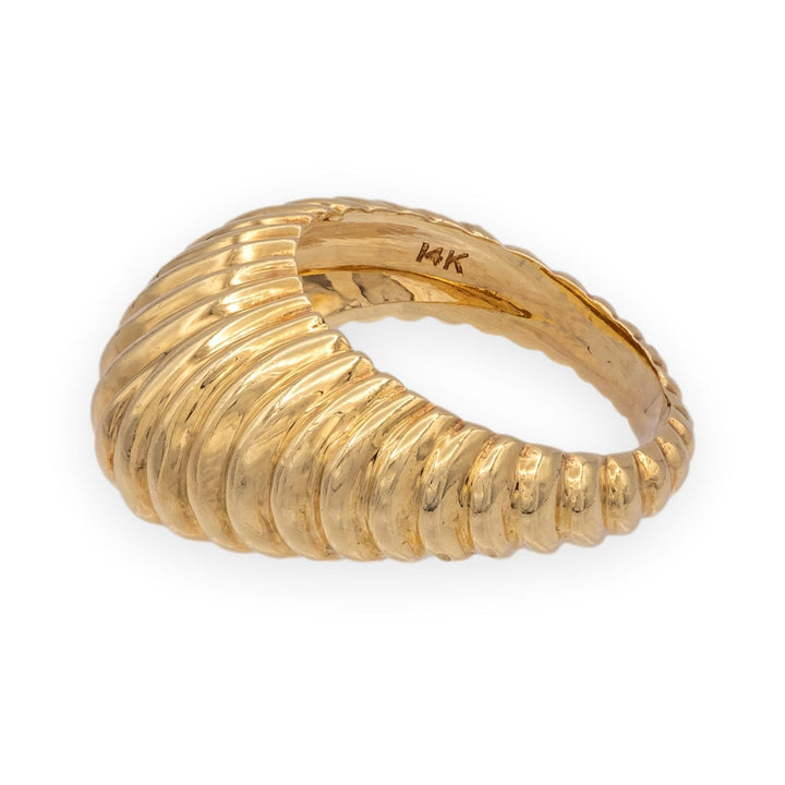 Vintage Tiffany & Co. 14K Yellow Gold Bombé Domed Ribbed Ring