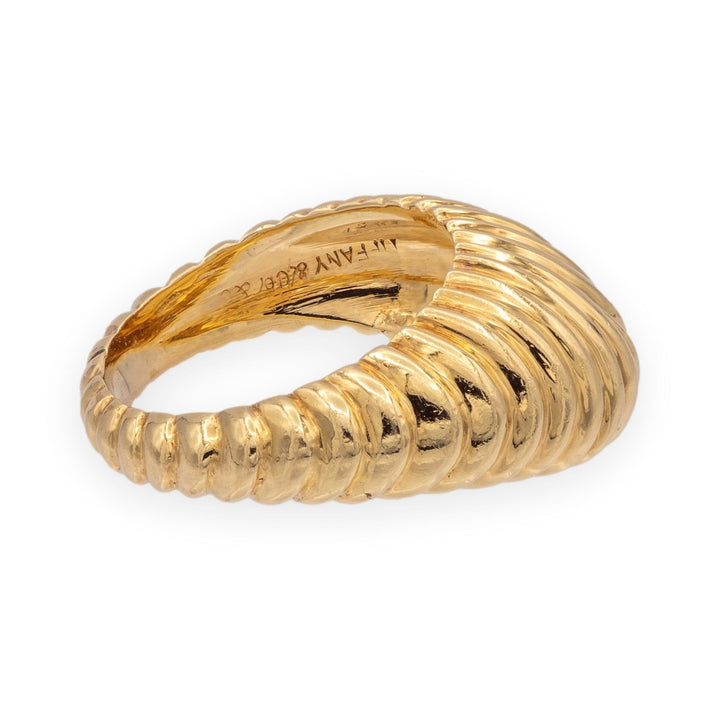 Vintage Tiffany & Co. 14K Yellow Gold Bombé Domed Ribbed Ring