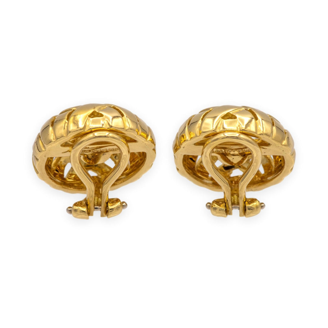 Vintage Tiffany & Co. 18K Yellow Gold Vannerie Basket Weave Stud Earrings 1995