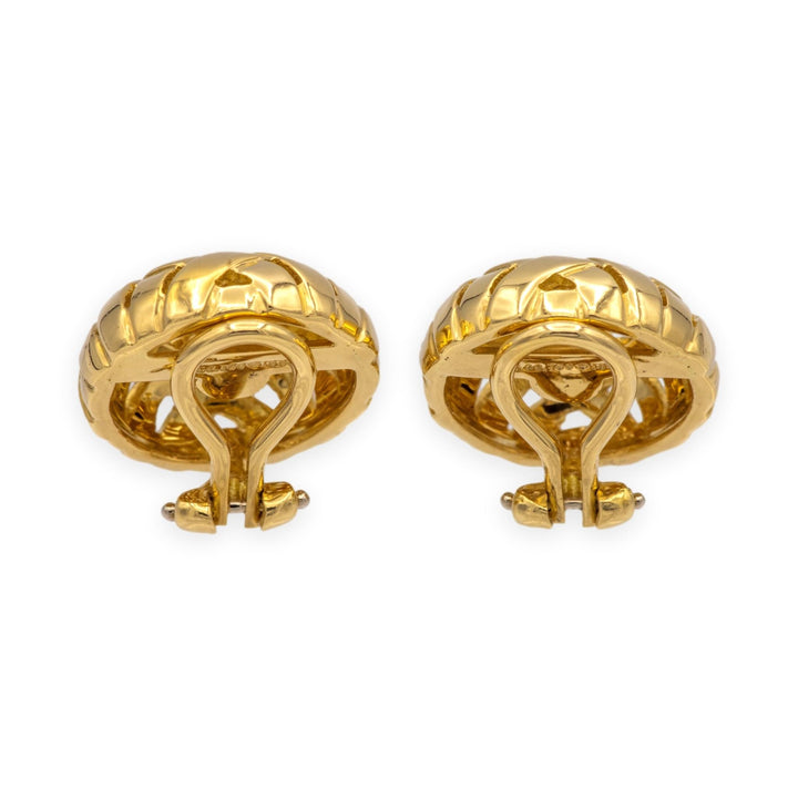 Vintage Tiffany & Co. 18K Yellow Gold Vannerie Basket Weave Stud Earrings 1995