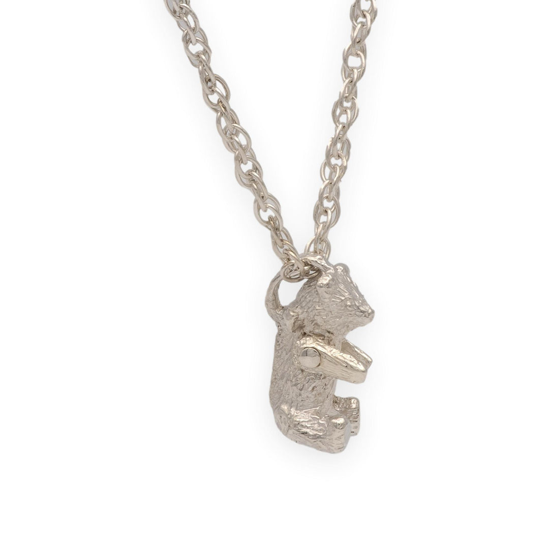 Vintage Tiffany & Co. Sterling Silver Articulated Teddy Bear Charm Necklace 18"