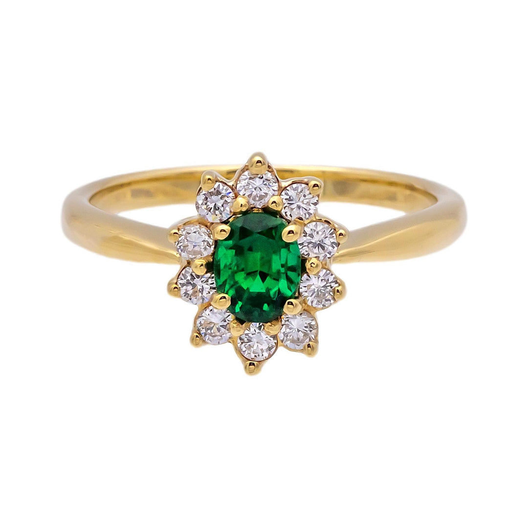 Vintage Tiffany & Co. Emerald and Diamond Cluster Ring 1980's