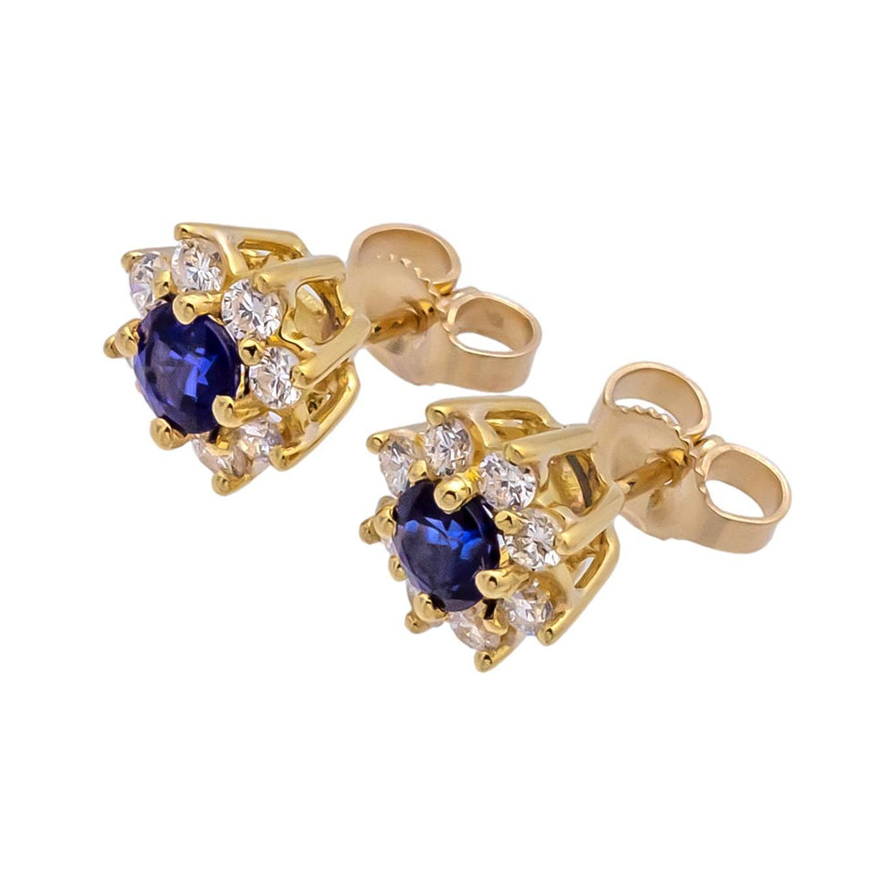 Vintage Tiffany & Co. Sapphire and Diamond Cluster Earrings 1980's