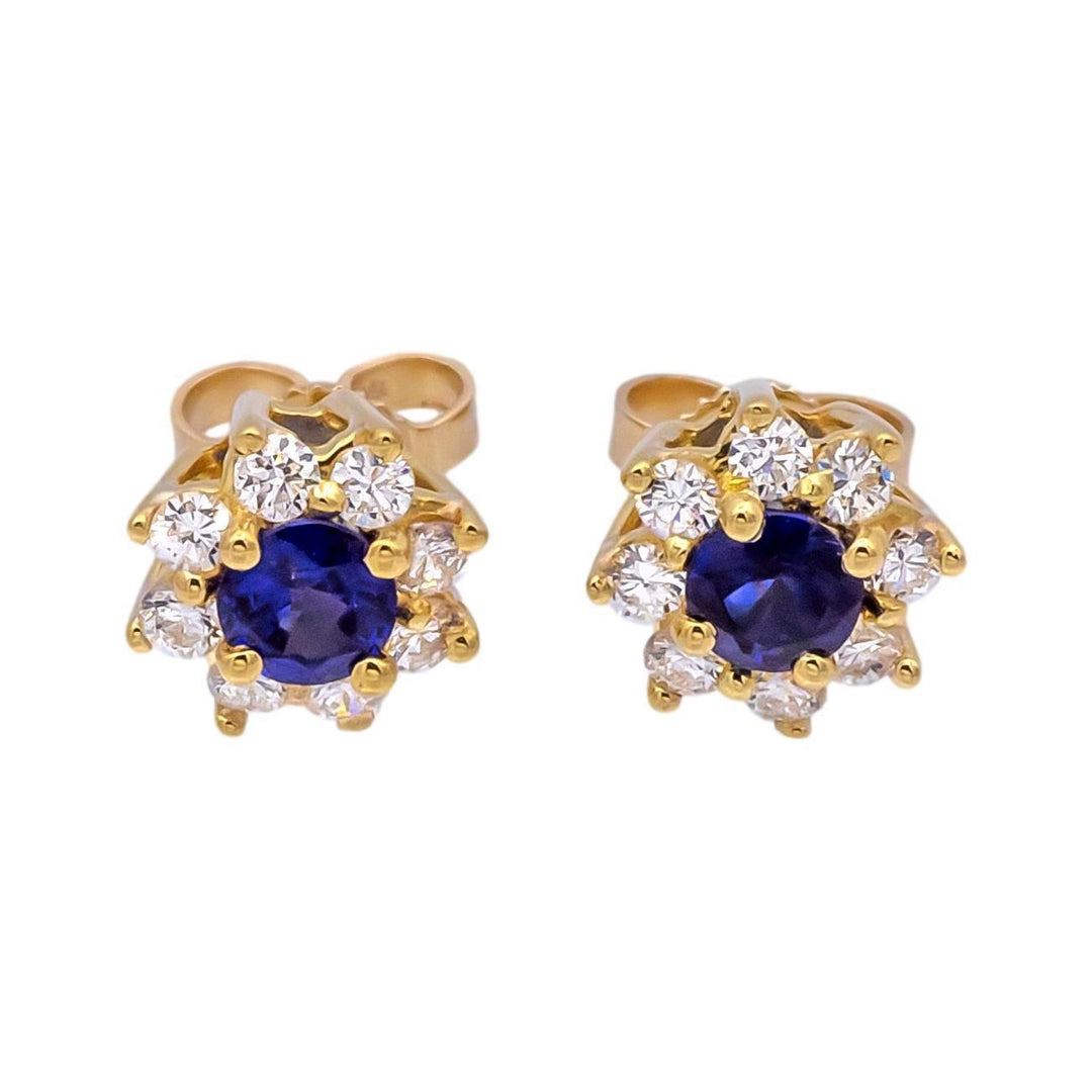 Vintage Tiffany & Co. Sapphire and Diamond Cluster Earrings 1980's