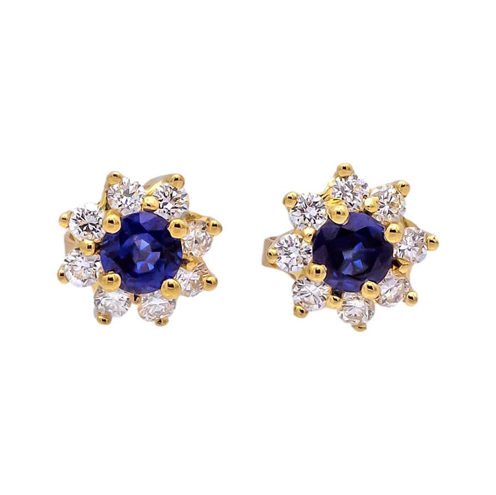 Vintage Tiffany & Co. Sapphire and Diamond Cluster Earrings 1980's