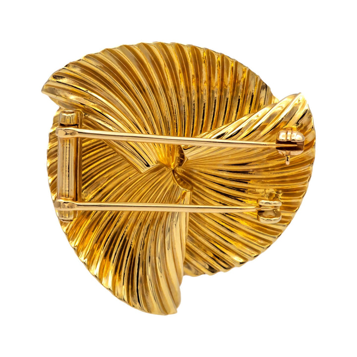 Mid-Century Tiffany and Co. 14K Yellow Gold Swirl Fan Brooch 1960's