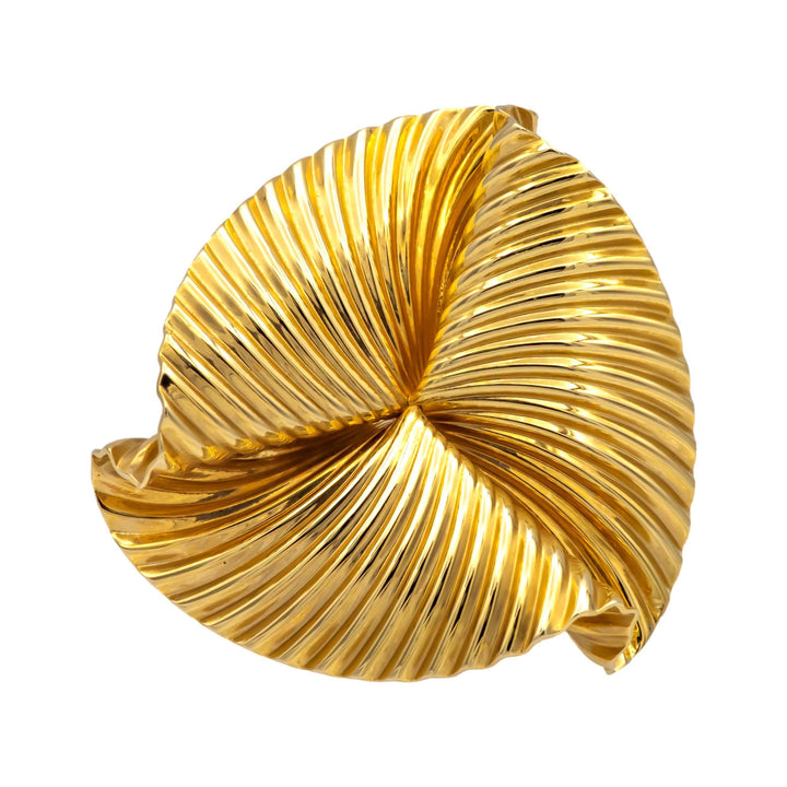 Mid-Century Tiffany and Co. 14K Yellow Gold Swirl Fan Brooch 1960's