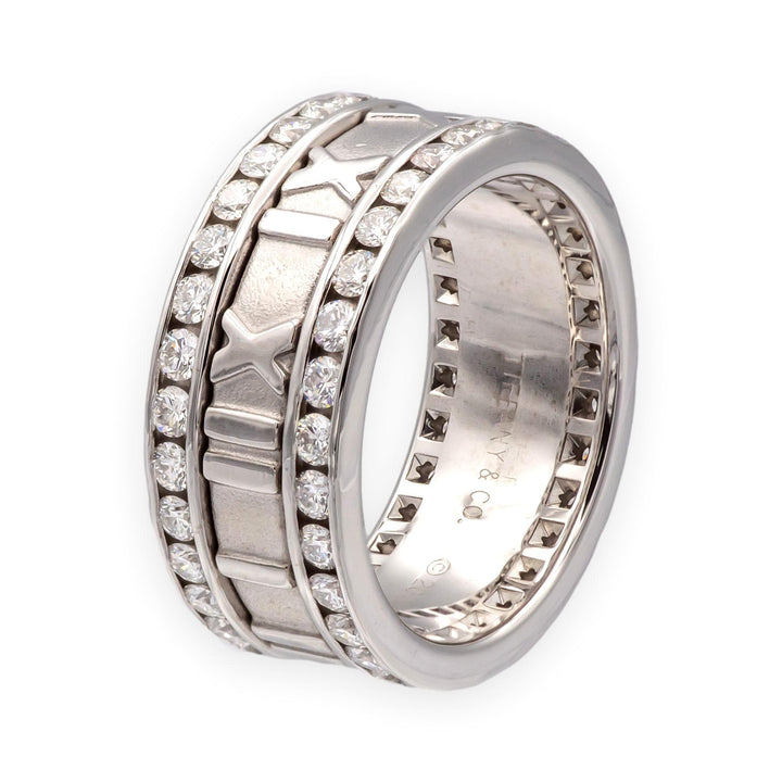 Vintage Tiffany & Co. 18K White Gold Wide Atlas 1.53 ct Diamond Ring 8.4mm Sz 6