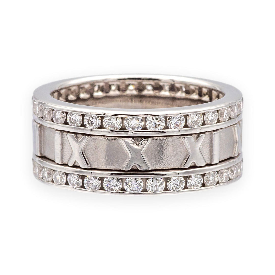 Vintage Tiffany & Co. 18K White Gold Wide Atlas 1.53 ct Diamond Ring 8.4mm Sz 6