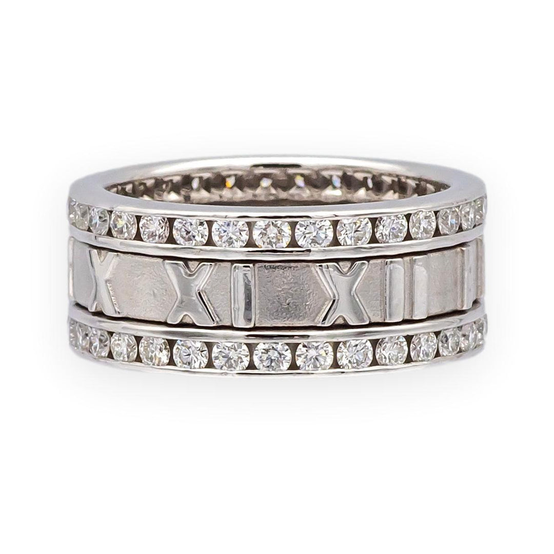 Vintage Tiffany & Co. 18K White Gold Wide Atlas 1.53 ct Diamond Ring 8.4mm Sz 6