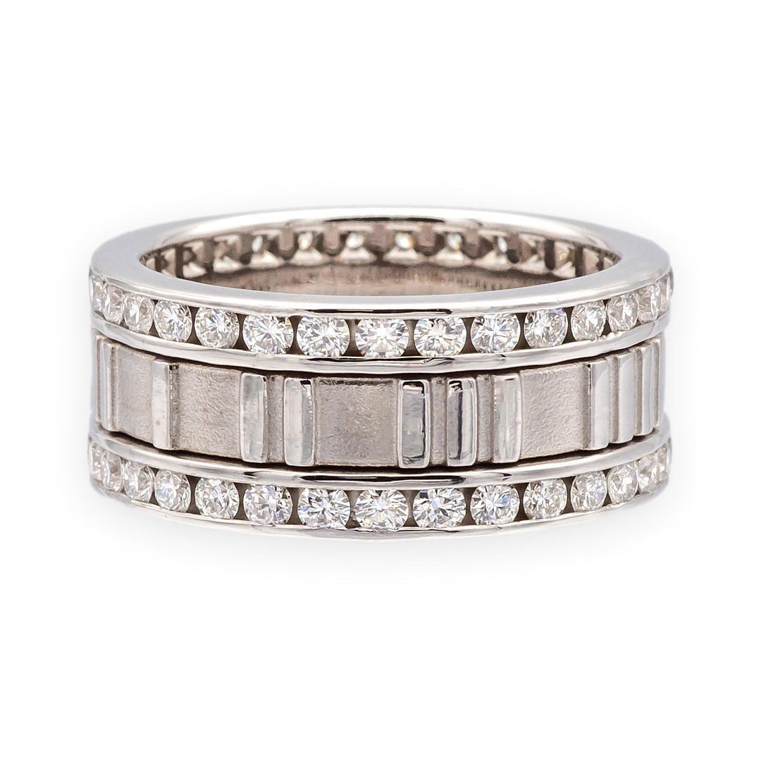 Vintage Tiffany & Co. 18K White Gold Wide Atlas 1.53 ct Diamond Ring 8.4mm Sz 6