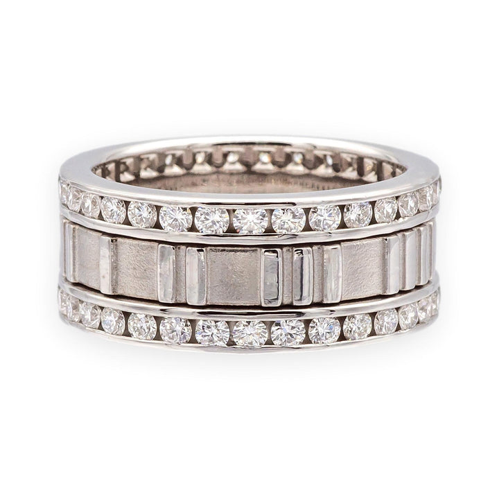 Vintage Tiffany & Co. 18K White Gold Wide Atlas 1.53 ct Diamond Ring 8.4mm Sz 6
