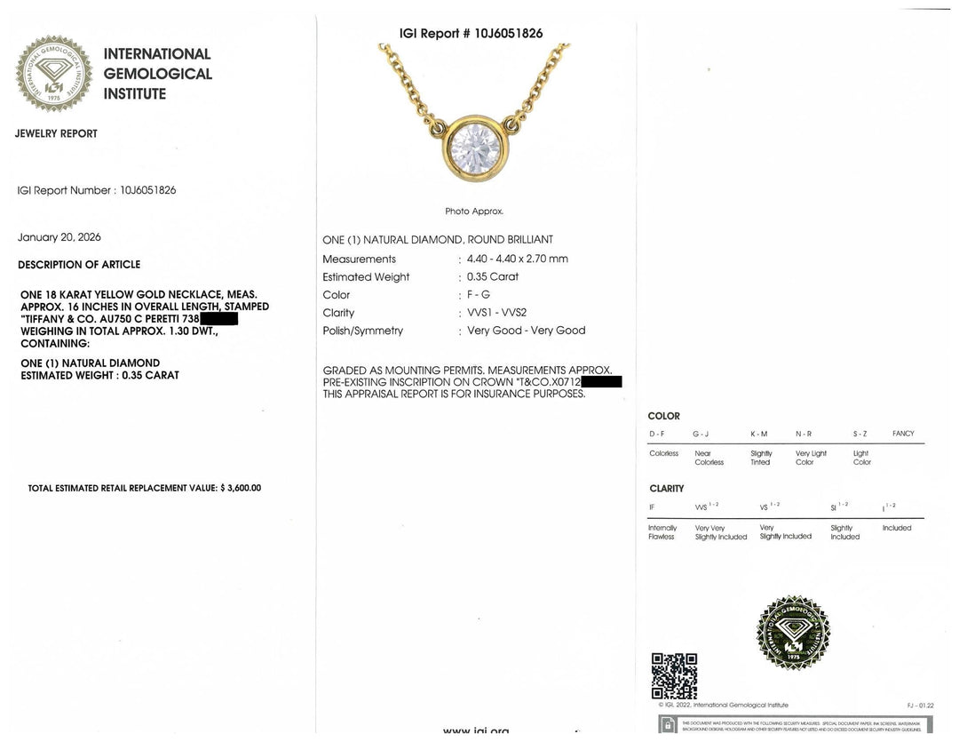 Tiffany & Co. Elsa Peretti Solitaire Diamond by the Yard 18K Necklace 0.35 ct