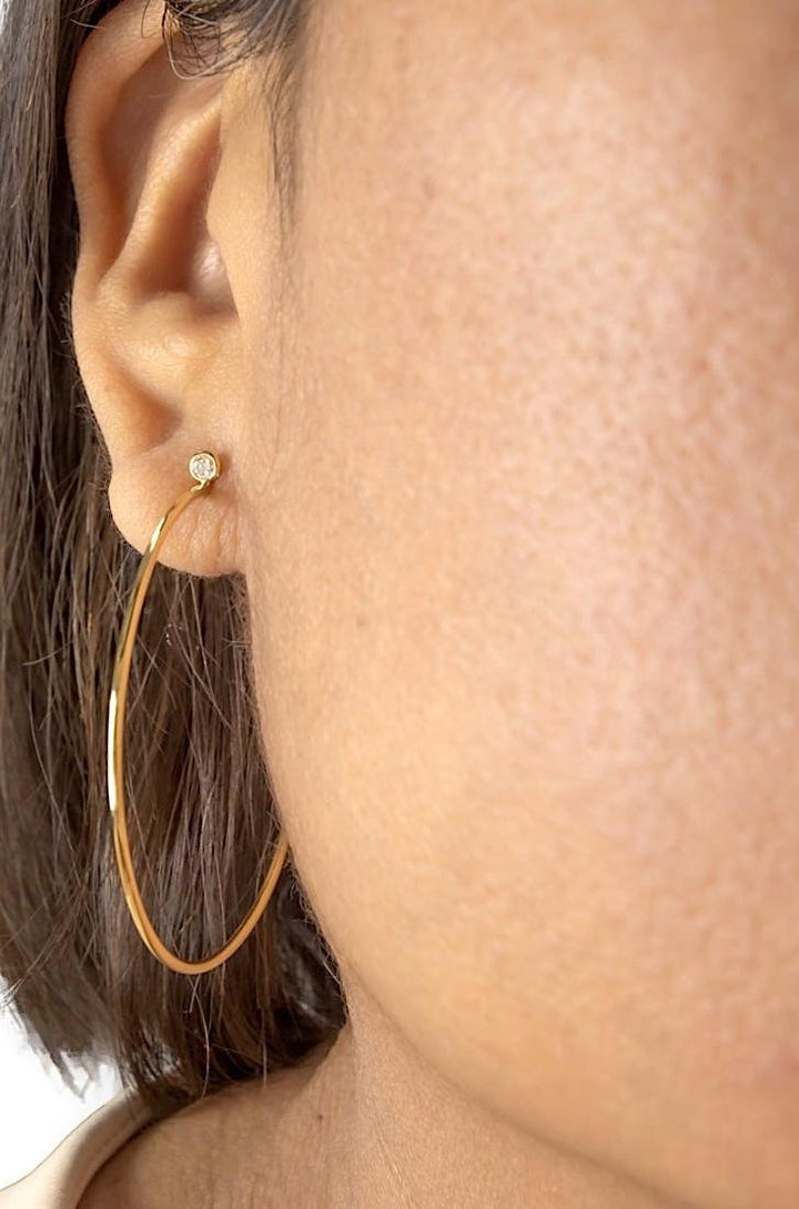 Tiffany & Co. Elsa Peretti 18K Gold Diamond Hoop Earrings 44mm Medium