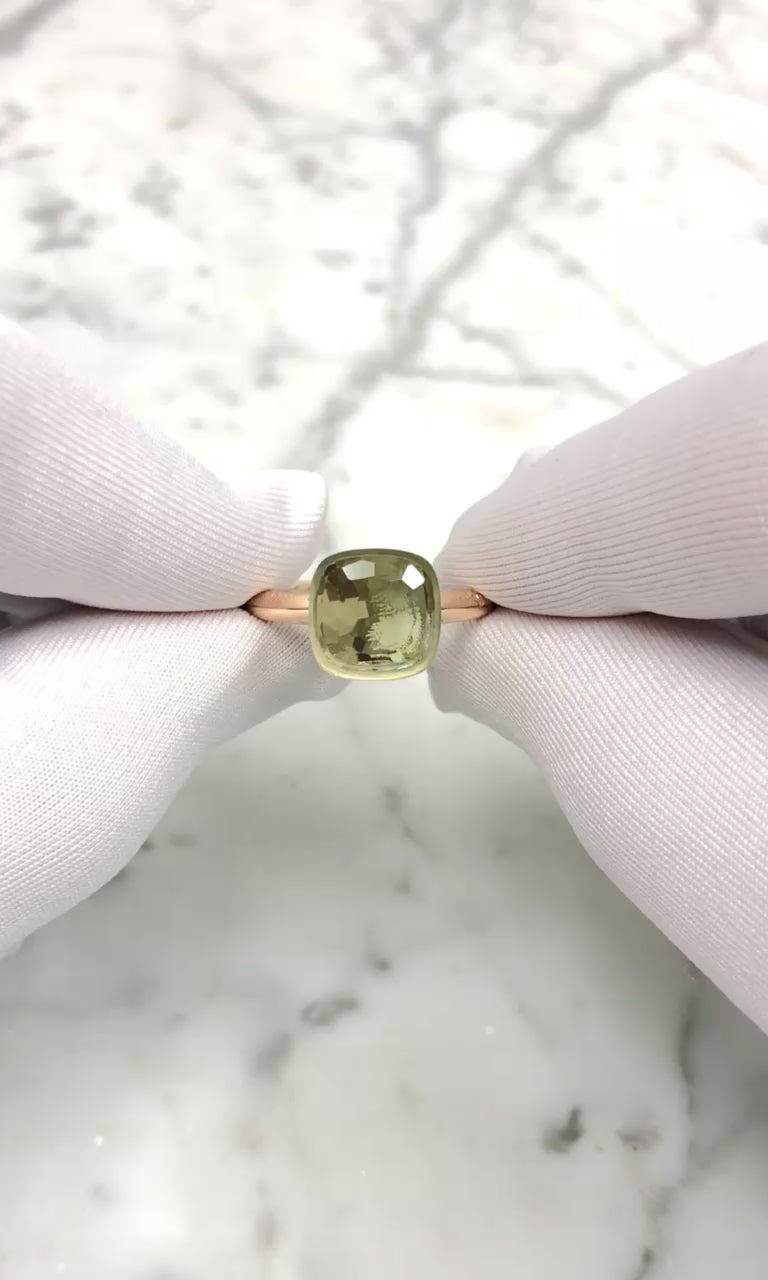 Pomellato Prasiolite Nudo Classic Ring in 18 K Rose Gold -  Size 5.25 10.4mm