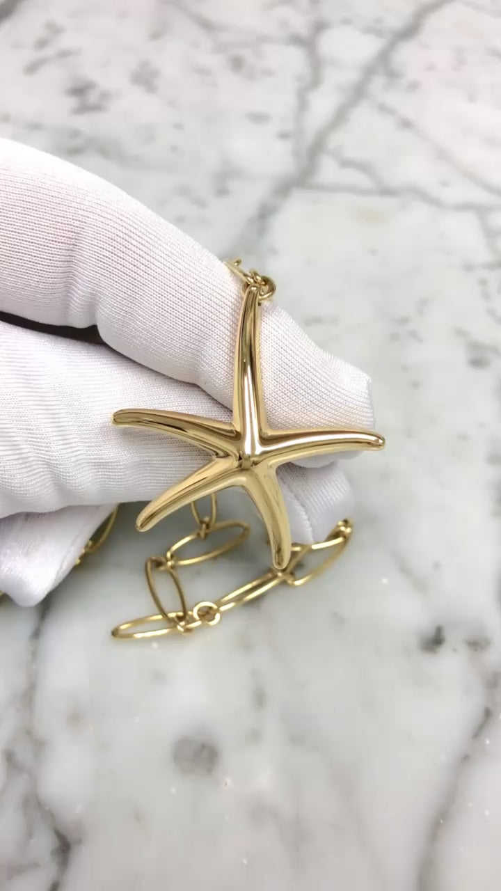 Tiffany & Co. Elsa Peretti Vintage Starfish Pendant Necklace in 18K Yellow Gold