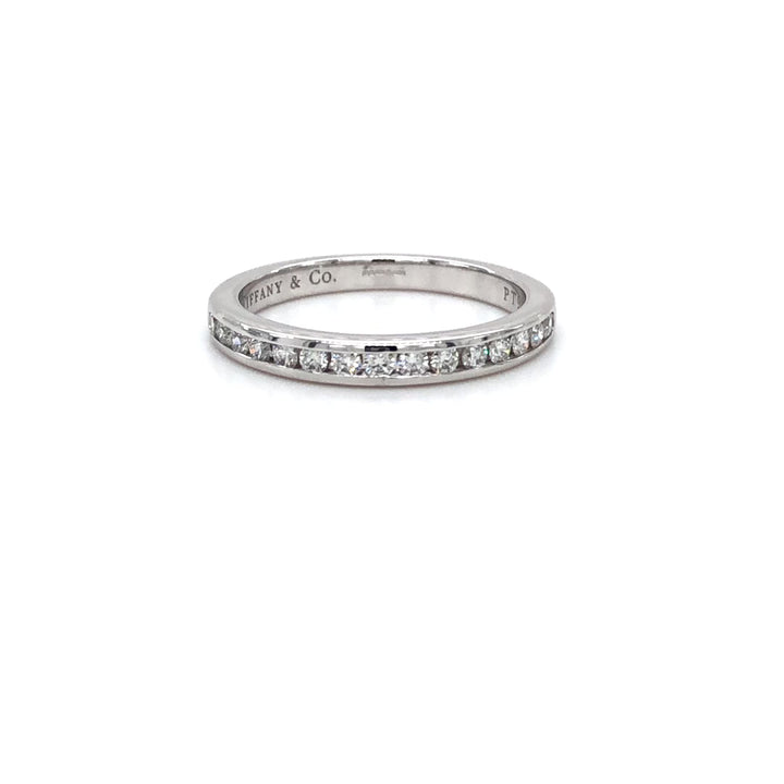 Tiffany & Co Platinum Half Circle Eternity Band Ring .24 ct 2.6 mm Size 5.5