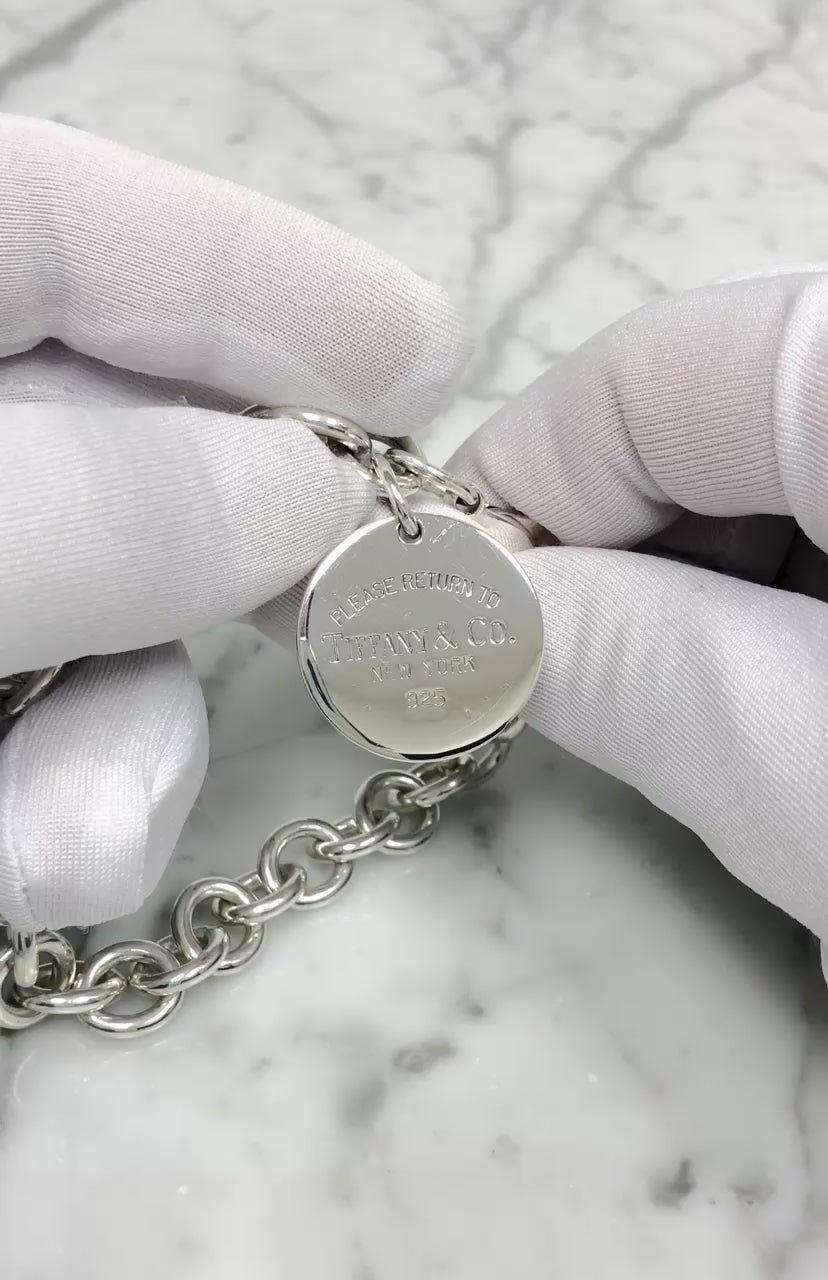 Tiffany & Co. Return to Tiffany Sterling Silver Round Tag Link Bracelet Polished