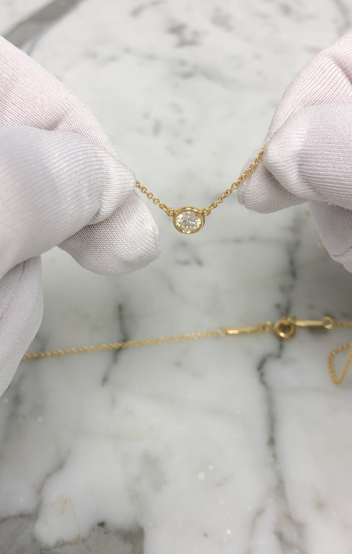 Tiffany & Co. Elsa Peretti Solitaire Diamond by the Yard 18K Necklace 0.35 ct