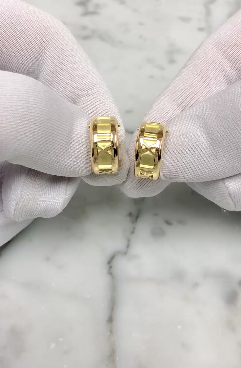 Vintage Tiffany & Co. 18K Yellow Gold Atlas Small Hoop Earrings ½ Inch (1995)